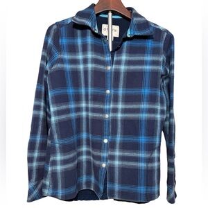 Orvis Women's Size Medium Blue Plaid Button Up Shacket Sweater Jacket
